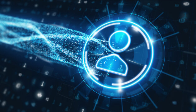 Cyber Profile: A dynamic digital representation symbolizing personal identity, data protection, and online presence, emphasizing technology's impact on individual profiles.