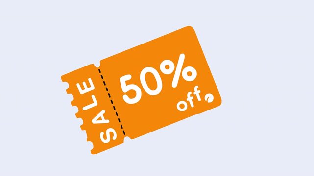 50% sale discount coupon animation | 4K Loopable Alpha Channel
