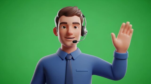 Friendly Customer Service Representative Greeting and Offering Assistance with a Smile.