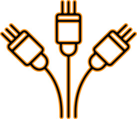 Three audio video cables with connectors in a bundle