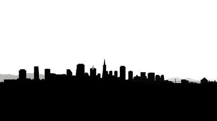 Minimalist city skyline silhouette against a white background