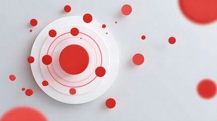 Abstract circle pattern with red dots and concentric rings
