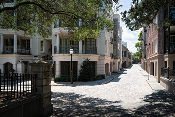 Historic residential street in downtown Charleston, South Carolina