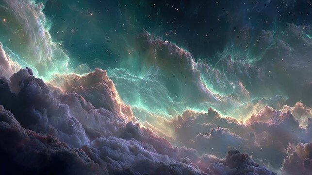 Neon cosmic nebula digital art showcasing glowing space clouds, vibrant colors, and dynamic compositions ideal for sci-fi visuals and digital backgrounds.