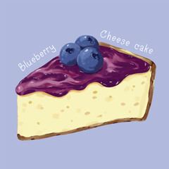 Hand drawn delicious Blueberry Cheese cake illustration