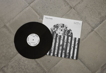Mockup Of Customized Record Cover And Vinyl Record