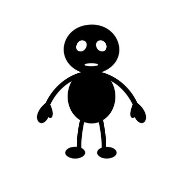 Simple black stick figure with a face and outstretched arms