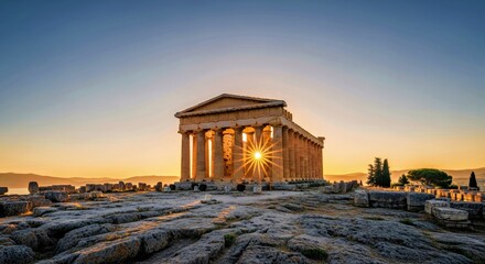 Obraz premium Modern Minimalist Room with Geometric Lighting and Wood Accents