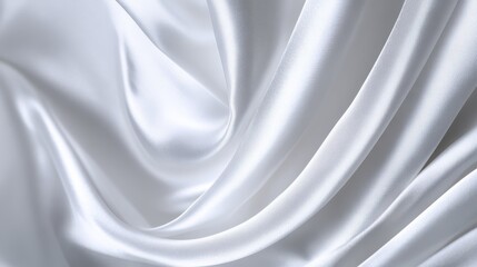 Fototapeta premium Close-up white silk fabric with soft folds and satin sheen for a luxurious background