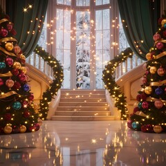 Fototapeta premium Cinematic Christmas Scene decoration generated by AI 