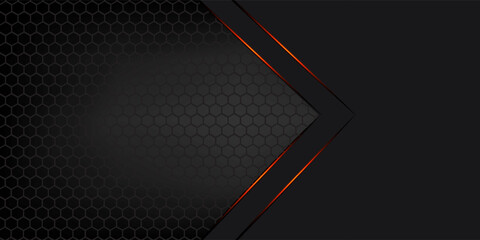 Abstract yellow light arrow on black with hexagon mesh design modern luxury futuristic technology background vector illustration.
