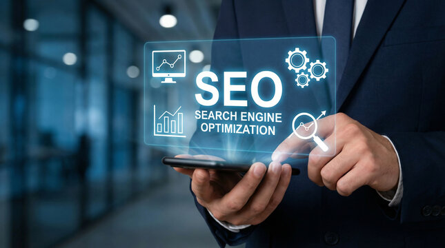 Professional Optimizing Seo with Holographic Interface on Smartphone