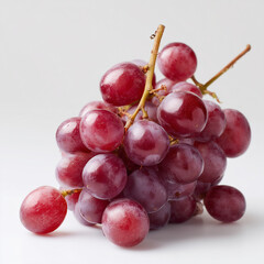 AI-generated image - A fresh bunch of ripe, red grapes with several loose berries, isolated on a clean white background.