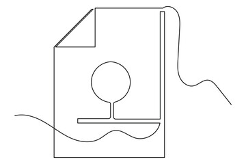 Obraz premium Paper note with corner fold simple single line art outline minimal
