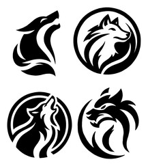 drawing wolf illustrations design for template.