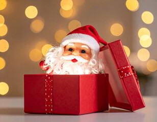 Santa Claus in red gift box