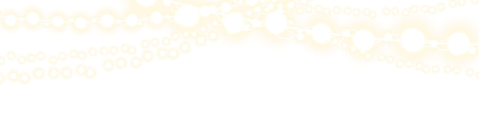 Warm glowing string lights with soft bokeh effect on transparent background, festive illumination decoration