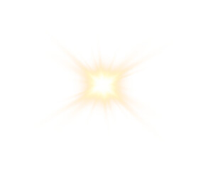 Bright glowing starburst with sparkling light rays and soft bokeh glow on transparent background