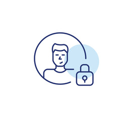 Ac unit and lock. Controlled access cooling, smart climate security. Pixel perfect, editable stroke vector icon