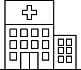 Obraz premium Clean Outline Hospital Building Medical Cross Icon