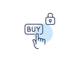 Buy button and lock. Secure e-commerce and transactions. Safe online shopping. Pixel perfect, editable stroke vector icon