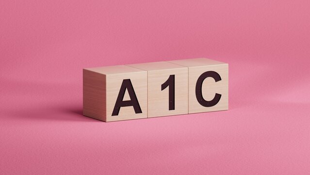 A1C text on wooden cubes, medical concept.close up of wooden cubes,Business Concept.3D rendering.