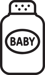 A minimalist illustration of a baby powder bottle, simple and classic design with a clean aesthetic, perfect for various design projects.