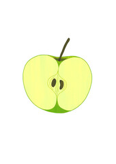 Green gouache apple — symbol of balance and renewal. Painted with soft texture and life-like tones.