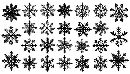Collection of unique snowflake designs for winter and holiday themes.