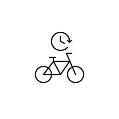 Fototapeta premium Bicycle and clock. Fast delivery, rent or workout. Pixel perfect, editable stroke vector icon