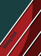 running track poster top view. racing line separated by white lines background vector illustration