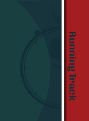 running track poster with timer silhouette background vector illustration