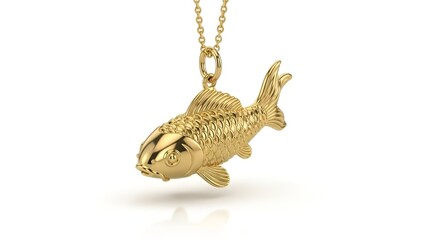Exquisite 14k Yellow Gold Koi Fish Pendant Necklace, a symbol of good fortune and prosperity