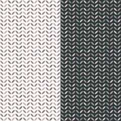 Seamless neutral geometric leaf pattern set on light and dark