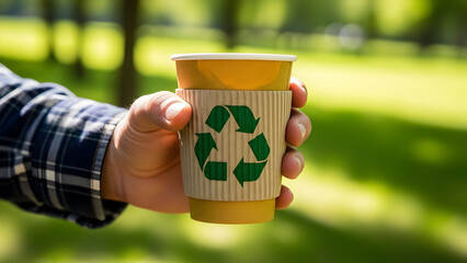 Enjoying sustainable coffee outdoors promoting eco-friendly lifestyle choices now