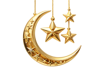 Crescent Hanging Stars – isolated on transparent background