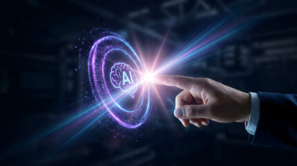 Obraz premium Unlock intelligent solutions with a tap, explore AI's potential for innovation