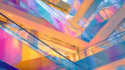 Modern Glass Building with Colorful Reflections