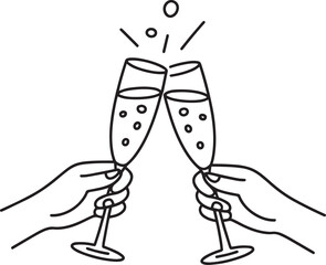 Clinking Champagne Glasses Illustration for Celebratory Toast or Festive Occasion