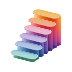 Gradient staircase of oval shapes in pastel colors on black background