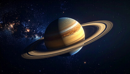 Saturns majestic rings in the cosmic expanse
