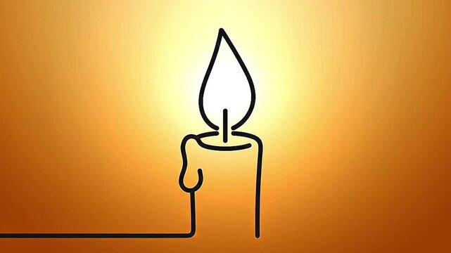 Candle Flame Line Animation with Gentle Flicker