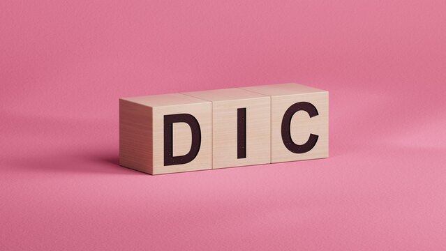 The word dic is written on wooden cubes. Medical concept.close up of wooden cubes,Business Concept.3D rendering.