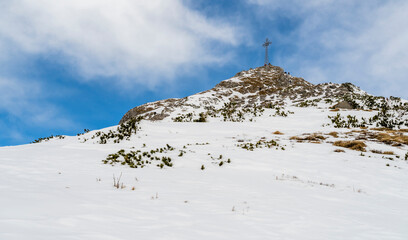 In winter, there are no long queues of people waiting to climb Giewont like there are in summer.