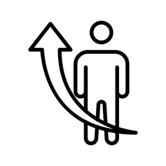 Outline Guided Learning Arrow Path Line Art Icon
