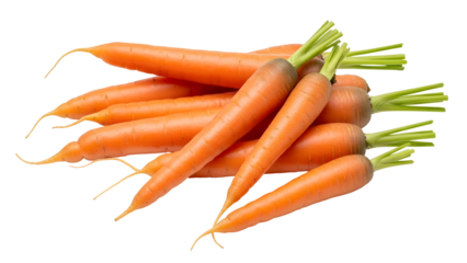 Freshly harvested bright orange carrots with lush green leafy tops elegantly arranged, symbolizing healthy organic farm produce, essential vitamins, and wholesome vegetarian nutrition