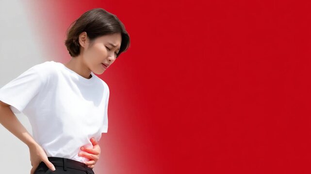 This video highlights a woman expressing discomfort from stomach pain. It aims to raise awareness about health issues and encourages viewers to seek help. AI