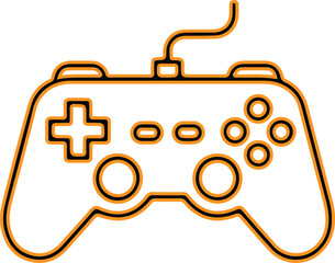Retro video game controller icon with a wire
