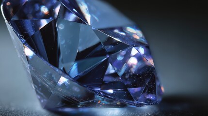 Crisp macro shot of a blue crystal surface with shimmering facets