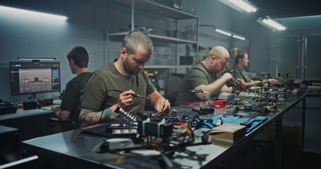 Drone Engineering on Factory. Full Drone Engineering Process, From 3D Design on Computer Hands on...
